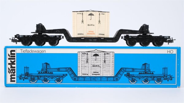 Märklin H0 4618 Tiefladewagen mit Übersee-Kiste  SST 53  St 52 der DB