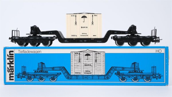 Märklin H0 4618 Tiefladewagen mit Übersee-Kiste  SST 53  St 52 der DB
