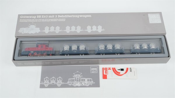 Märklin H0 2874 Güterzug BR E63 mit Behälterwagen DB Wechselstrom (vermutlich verharzt)