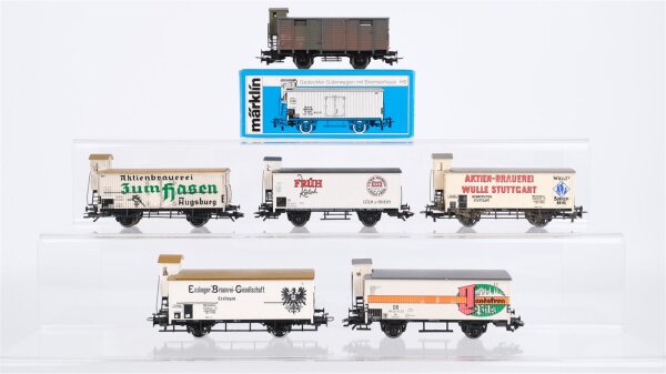 Märklin H0 Konvolut gedeckte Güterwagen "Aktienbrauerei zum Hasen Wulle Stuttgart Früh Kölsch Esslinger Brauerei-Gesellschaft Landsfron Pils) DR u.a.