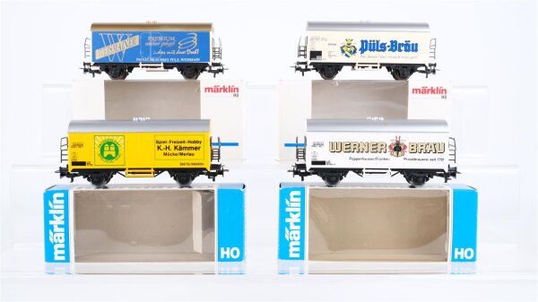 Märklin H0 Konvolut Kühlwagen "Weismainer Püls-Bräu Werner Bräu Spiel-Freizeit-Hobby K.-H. Kämmer" DB u.a.