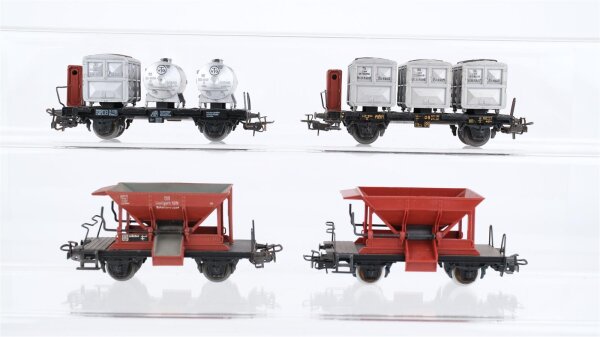 Märklin H0 Konvolut Behältertragwagen "Von Haus zu Haus" Talbot-Trichterwagen DB (Feder fehlt)