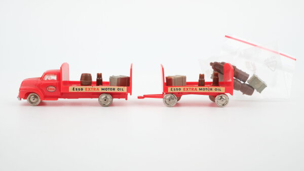 Lego H0 Bedford Fasswagen ESSO mit Anhänger und Ladung (teilweise lose Ladung)
