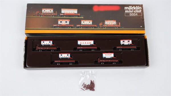 Märklin Z 8664 Niederbordwagen-Set Zirkuswagen "Barum" DB