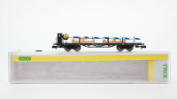 Minitrix N 15340 Flachwagen, Ladung: Maibaum SSml...