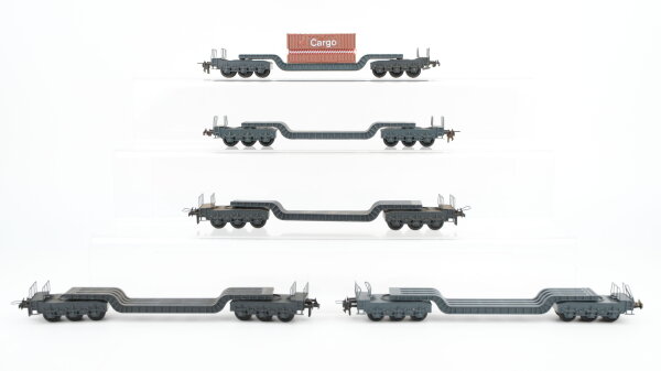 Trix H0 Konvolut Tiefladewagen mit einem Container "DB Cargo"