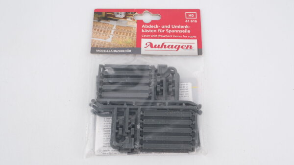 Auhagen H0 41616 Abdeck- und Umlenkkästen für Spannseile, 6 Stück, Gesamtlänge 138 mm