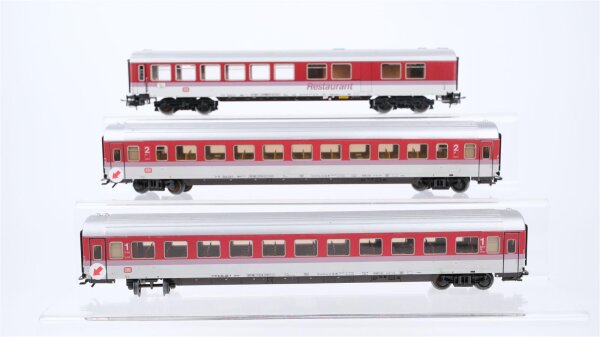 Märklin H0 Konvolut Grossraumwagen 1.Kl., 2.Kl. Restaurant rot/weiß DB (Abbrüche)