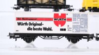 Märklin H0 Konvolut 4 Säurefasswagen, Containertragewagen "Würth", Viehtransportwagen