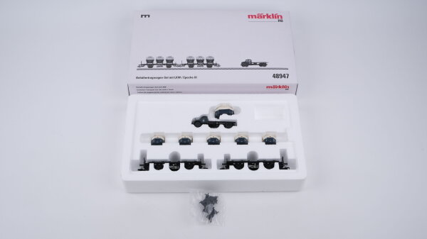 Märklin H0 48947 Behältertragwagen-Set mit LKW DB