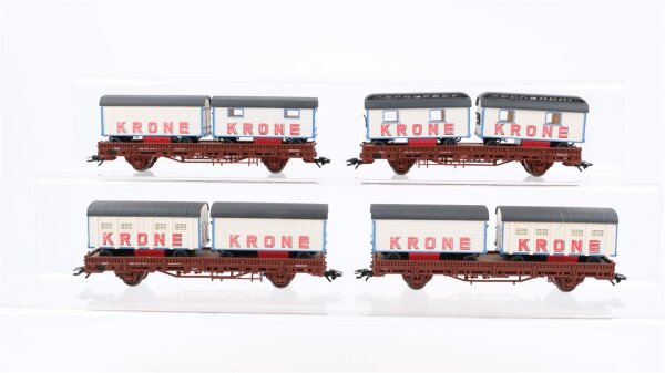 Roco H0 Konvolut Niederbordwagen beladen mit Zirkuswagen "Krone"