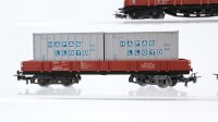 Märklin H0 Konvolut Niederbordwagen teilbeladen mit Containern "Hapag Lloyd" DB