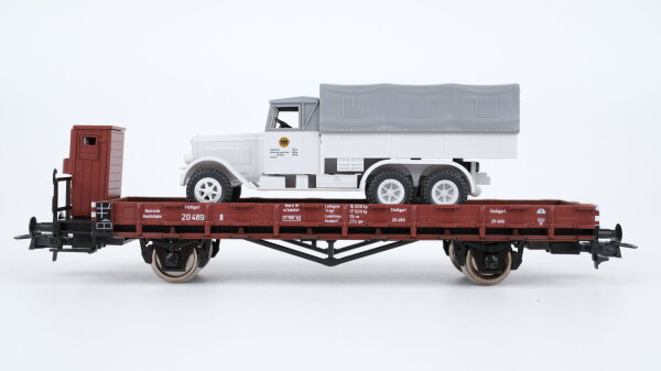 Roco H0 66347 Rungenwagen mit LKW-Ladung DRG