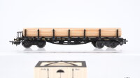 Märklin H0 Konvolut 2 Schwertransportwagen "Trafo AEG, Überseekiste" Rungenwagen mit Holzstämmen DB