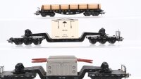 Märklin H0 Konvolut 2 Schwertransportwagen "Trafo AEG, Überseekiste" Rungenwagen mit Holzstämmen DB