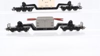 Märklin H0 Konvolut 2 Schwertransportwagen "Trafo AEG, Überseekiste" Rungenwagen mit Holzstämmen DB