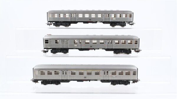 Märklin H0 Konvolut "Silberlinge" Personenwagen 1./2.Kl., 2.Kl., Personenwagen mit Führerstand und Expressgutabteil 2.Kl. DB (ungetestet)