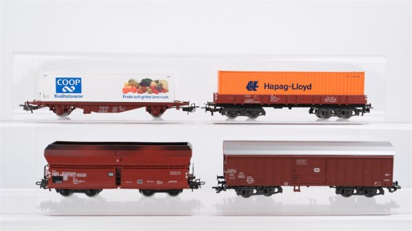 Märklin H0 Konvolut Selbstentladewagen Kippdachwagen Containertragwagen "COOP" Niederbordwagen mit Container "Hapag-Lloyd" DB u.a.