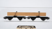 Märklin H0 Konvolut Tiefladewagen beladen "Bahia" Drehschemelwagen mit Langholz DB