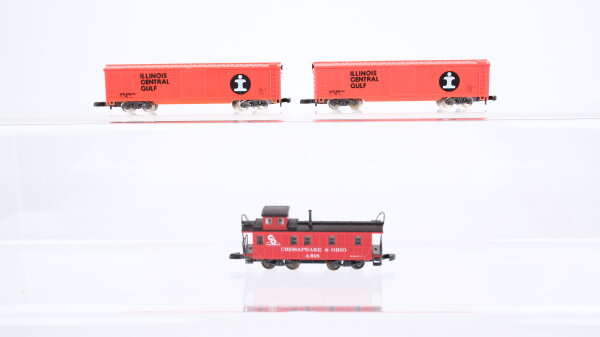 Märklin Z Konvolut Caboose "Chesapeake & Ohio" Box Car "Illinois Central Gulf"