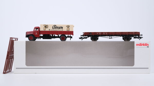 Märklin H0 46361 Rungenwagen mit Lkw  R 02 der DB