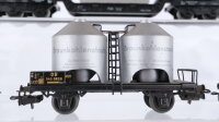 Märklin H0 Konvolut Silowagen "Braunkohlenstaub" Containertragewagen "Hapag Lloyd" Autotransportwagen mit PKW Schwertransportwagen mit Trafo "AEG" DB