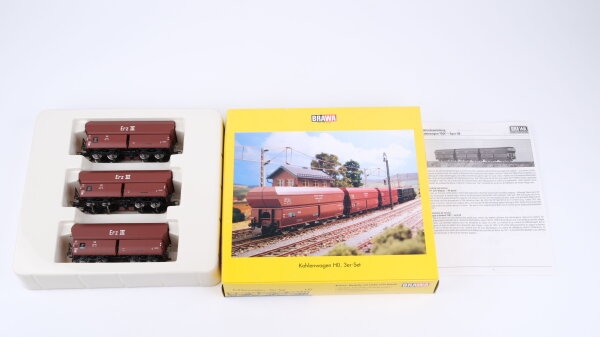 Brawa H0 47021 Selbstentladewagen OOtz 23 610116, 610128, 610138 Erz III DB