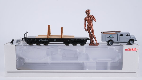 Märklin H0 48007 Museumswagen 2007 Schwerlastwagen mit Statue + LKW DB