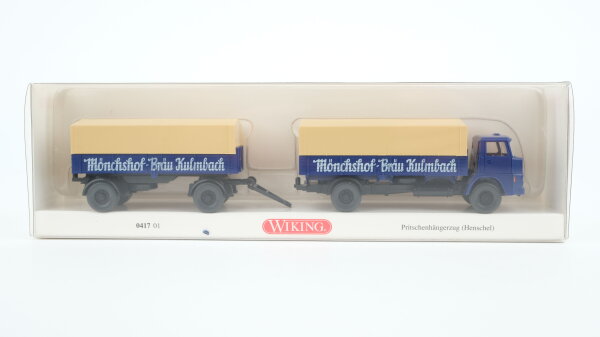 Wiking H0 041701 Pritschenhängerzug (Henschel) "Mönchshof"