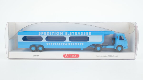 Wiking H0 058049 Autotransporter (Mercedes-Benz Pullman) "Spediton E. Strasser"