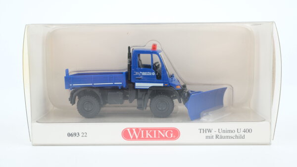 Wiking H0 069322 Unimog U 400 mit Räumschild "THW"