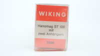 Wiking H0 3500 Hanomag ST 100 mit zwei Kohleanhängern braun