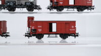 Märklin H0 Konvolut Flachdachwagen mit Bremserhaus Flachdachwagen "SOMSO" Kesselwagen "Brauerei Stadtkeller" Hochbordwagen mit Bremserhaus "Egidius Dorst" DR
