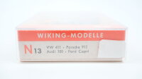 Wiking N 13 Fahrzeug-Set VW 411, Prosche 911, Audi 100,...