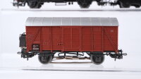 Märklin H0 Konvolut gedeckter Güterwagen, Schlackewagen "MW" Schwerlastwagen mit Überseekiste, Containertragewagen "Maersk Sealand" gedecker Güterwagen mit Zugschluss DB