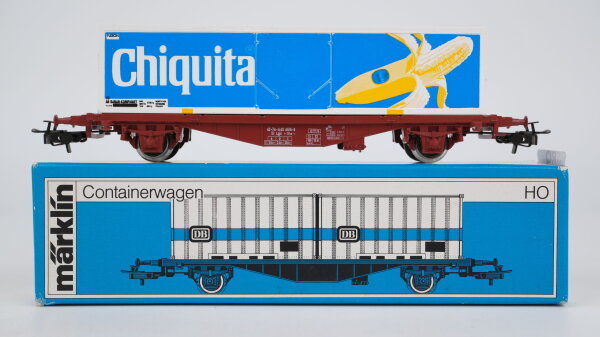 Märklin H0 4672 Behälter-Tragwagen (Containerwagen Chiquita)  Lgjs der SJ