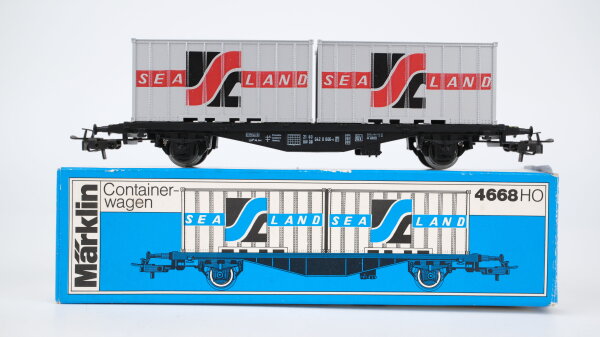 Märklin H0 4668 Behälter-Tragwagen (Containerwagen, SeaLand) Typ Berlin der DB