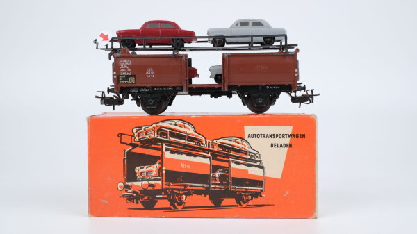 Märklin H0 315/4G Autotransportwagen mit Pkw  Off 52  Laaes 541 der DB