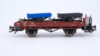 Fleischmann H0 81 5253 Niederbordwagen mit 2 Wiking Anhänger DB