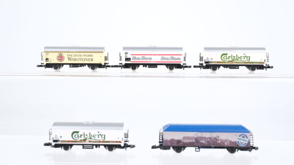 Märklin Z Konvolut Kühlwagen "Weinstephan Warsteiner König-Pilsener Carlsberg" DB