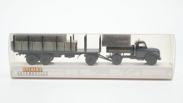 Brekina H0 42236 Magirus Mercur "DB" mit Anhänger schwarz