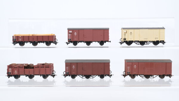 Bemo H0e Konvolut gedeckte Güterwagen Hochbordwagen mit Holz DB