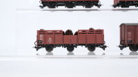 Bemo H0e Konvolut gedeckte Güterwagen Hochbordwagen mit Holz DB