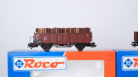 Roco H0 Konvolut Hochbordwagen mit Ladung Viehtransportwagen gedeckter Güterwagen Muldenkippwagen DB