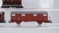 Roco H0 Konvolut Hochbordwagen mit Ladung Viehtransportwagen gedeckter Güterwagen Muldenkippwagen DB