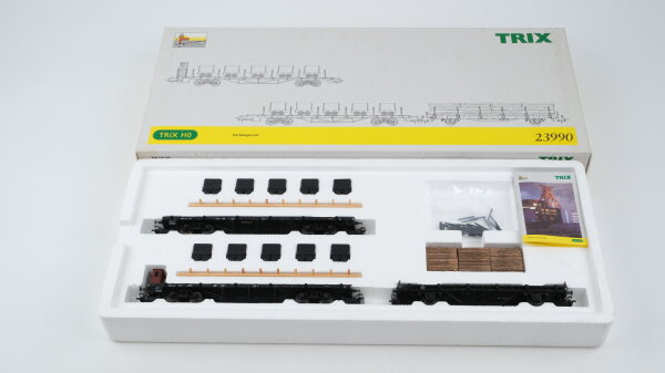 Trix H0 23990 Güterwagen Set Flachwagen Kohle und Energie DB