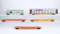 Unbekannt H0 Konvolut "USA" Selbstentladewagen "Stauffer" Flachwagen "Strates Shows" Taschenwagen "TTX" Boxcar "TTGX"