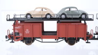 Fleischmann H0 Konvolut Autotransportwagen-Set mit 4 VW-Käfer Hochbordwagen Kühlwagen DB