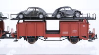 Fleischmann H0 Konvolut Autotransportwagen-Set mit 4 VW-Käfer Hochbordwagen Kühlwagen DB