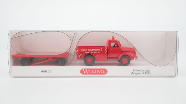 Wiking H0 049202 Magirus S 3500 Schwerlastzug "Rosenkranz" rot